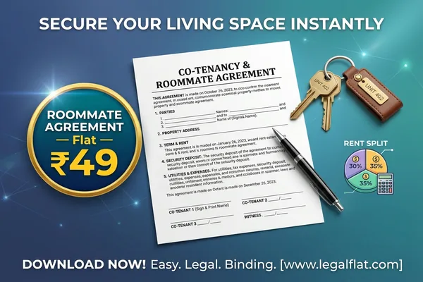 Co-tenancy rental agreement with roommates rent split badge and house keys