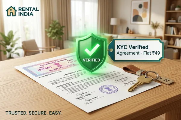 Verified rental agreement document with green security checkmark and keys